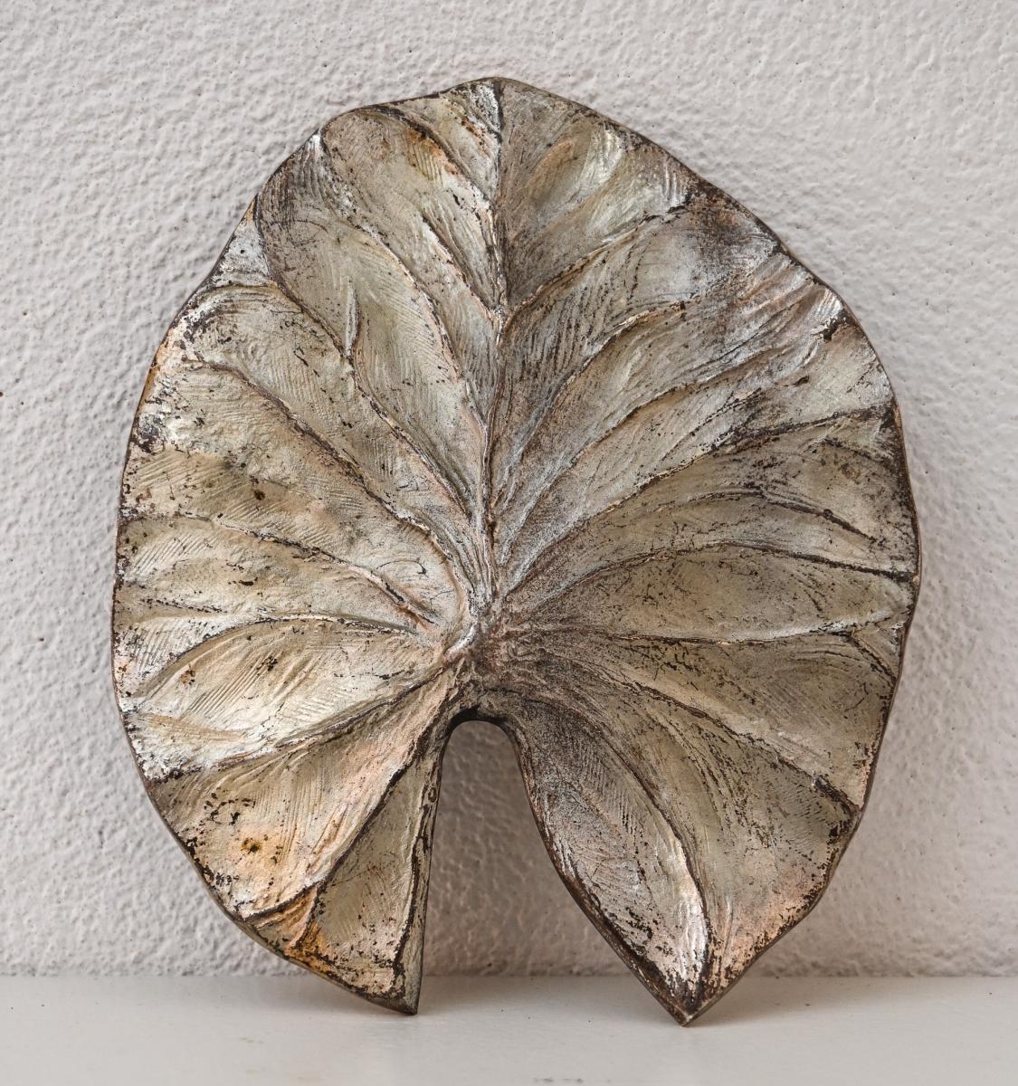 Mid century silvered bronze lily leaf by Chrystaine Charles