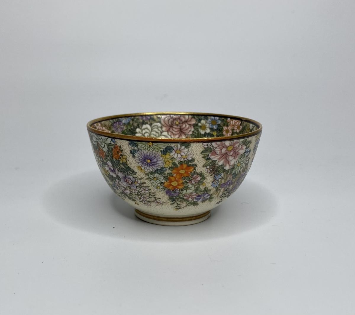 Satsuma pottery bowl, ‘Millefleur’, Kinkozan, Meiji Period.