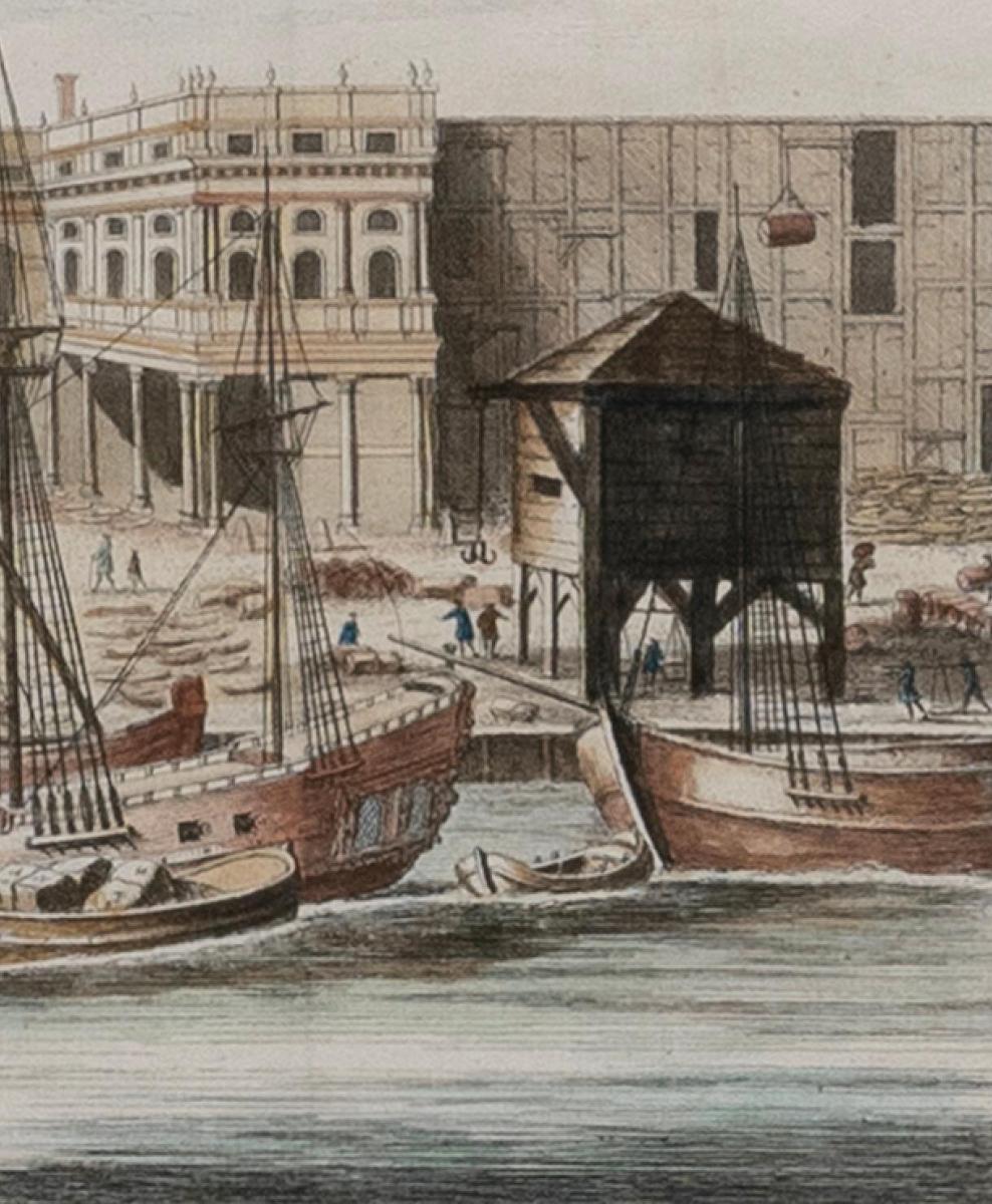 William Maitland, The Custom House 1739, Hand-coloured copperplate engraved print