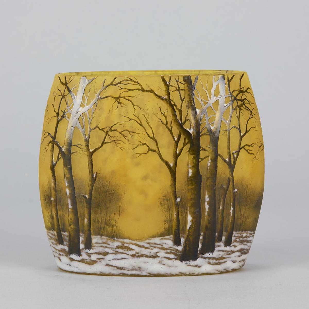 Winter Landscape Pillow Vase entitled "Paysage d’Hiver" by Daum Frères