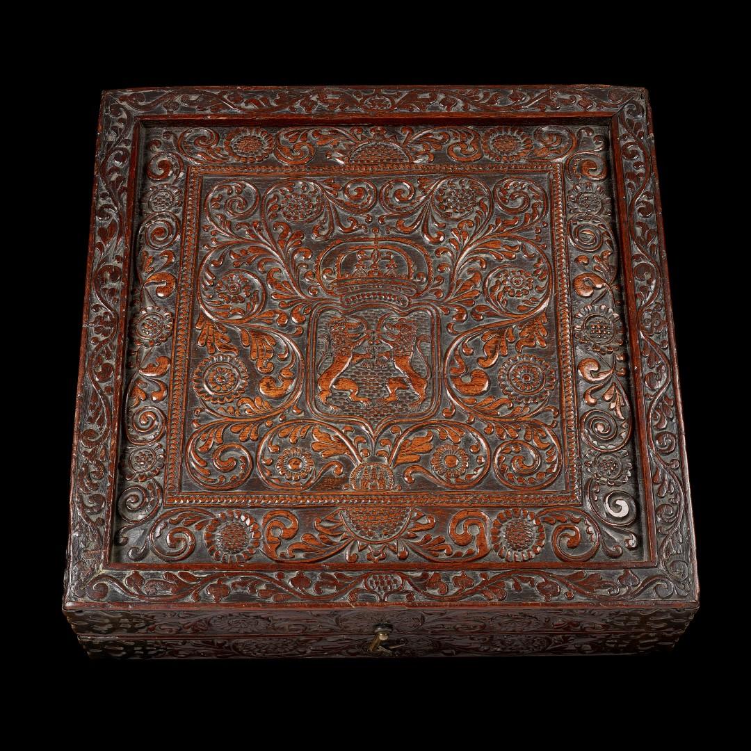 A Rare Sri-Lankan Portuguese Rosewood Games box; Late 16th/early 17th Century