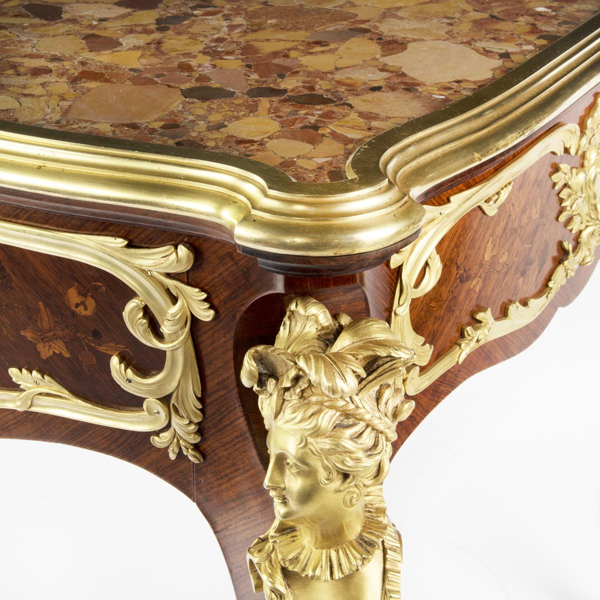 Napoleon kingwood marble free-standing writing table