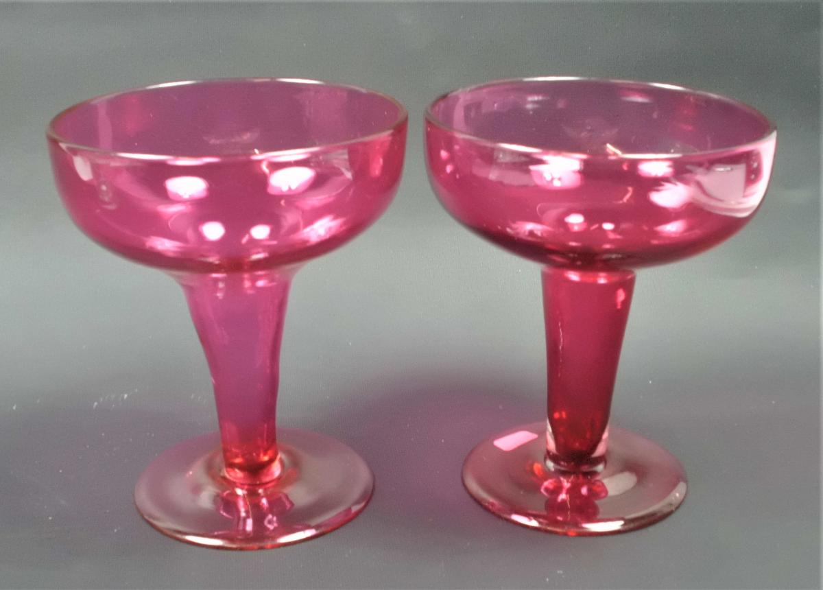 red over crystal hollow stem champagne glasses