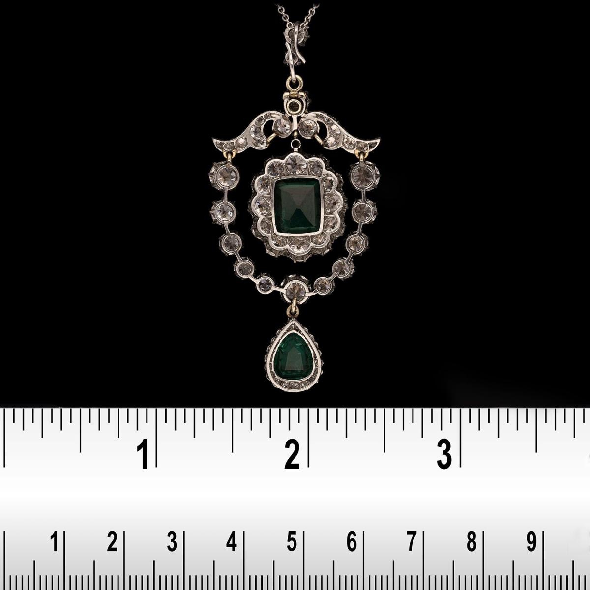 Colombian Emerald Diamond And Platinum Pendant