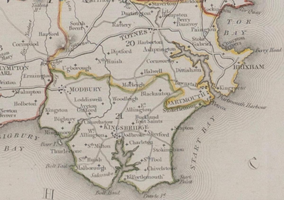 Map of Devonshire, Richard Creighton, circa 1836