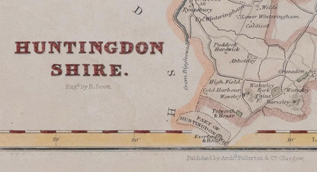 Map of Huntingdonshire, R Scott, 1833