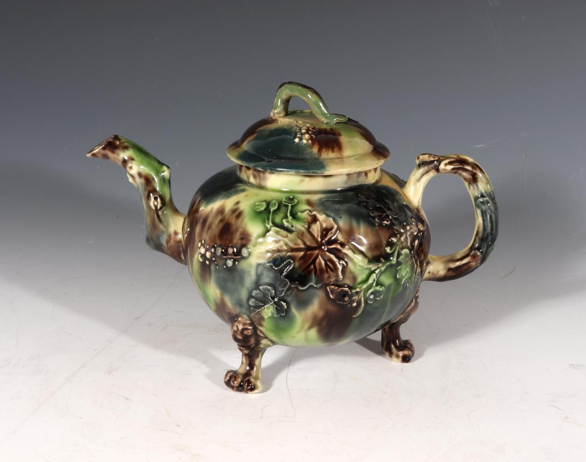 18th Century Staffordshire Whieldon-type Creamware Teapot and Cover