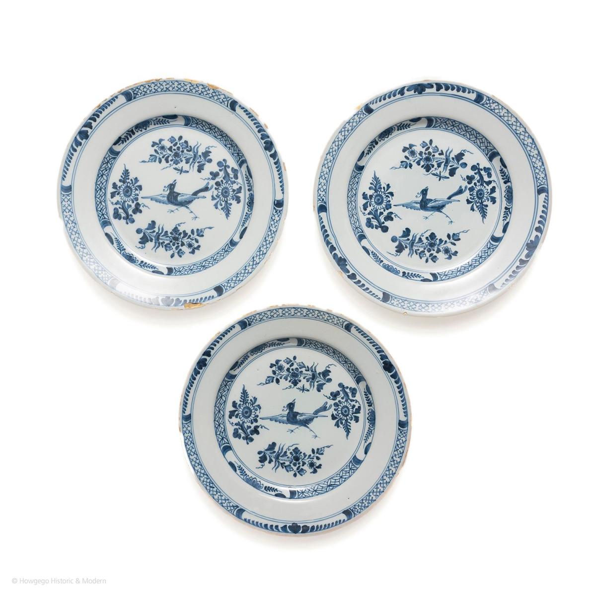 English Delftware Plates, circa 1760