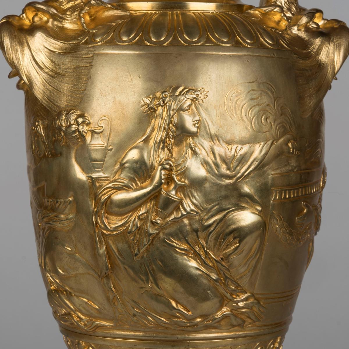A Pair of Bronze Vases Depicting the 'Sacrifice to Venus' cast by Barbedienne