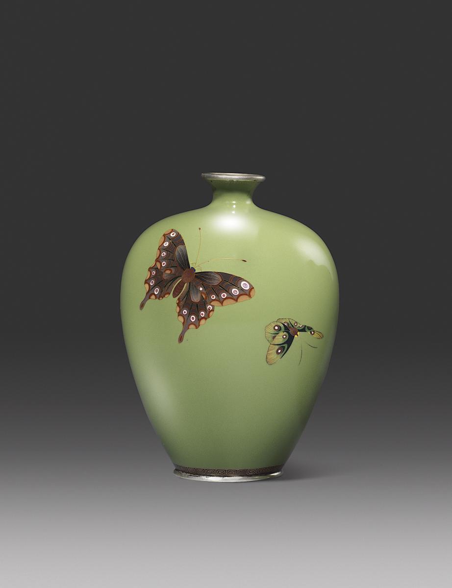 Cloisonné enamel vase with butterflies