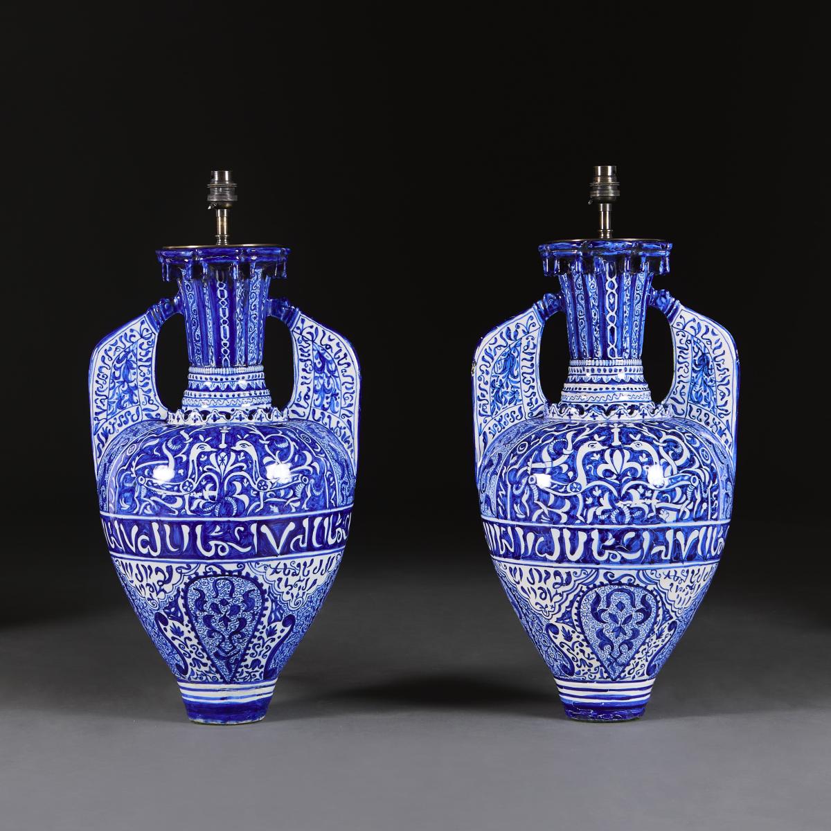 Hispano Moresque Blue and White Lamps