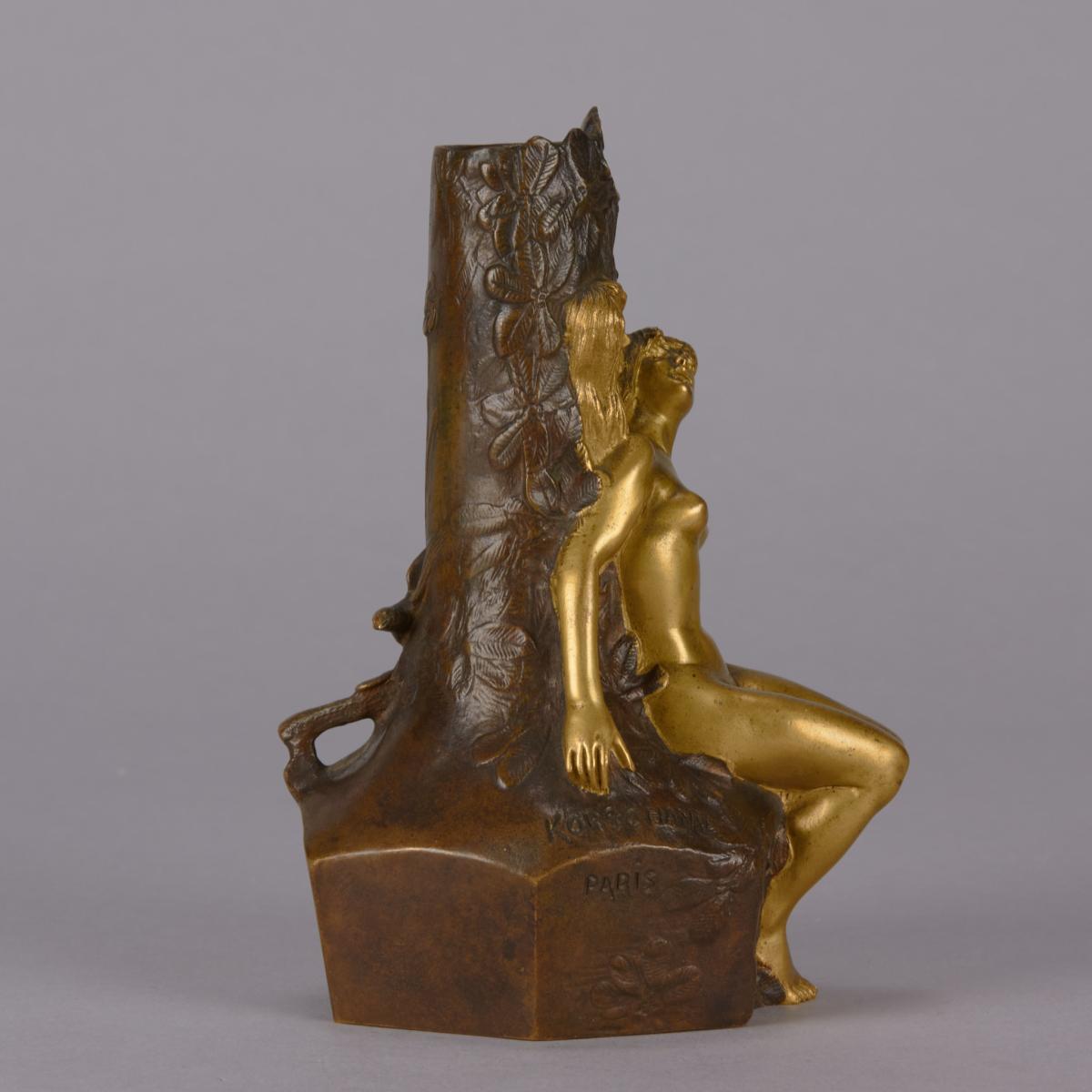 Gilt Bronze Vase Entitled "Fée des Bois" by Charles Korschann