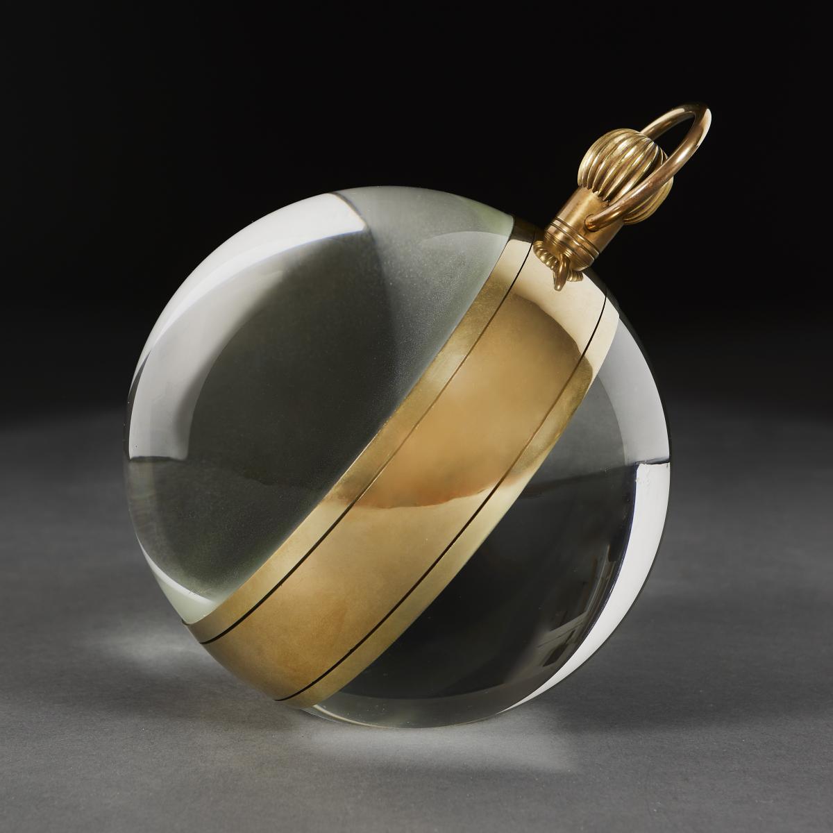 Giant Brass And Glass Antonio Barbarni Ball Desk Clock