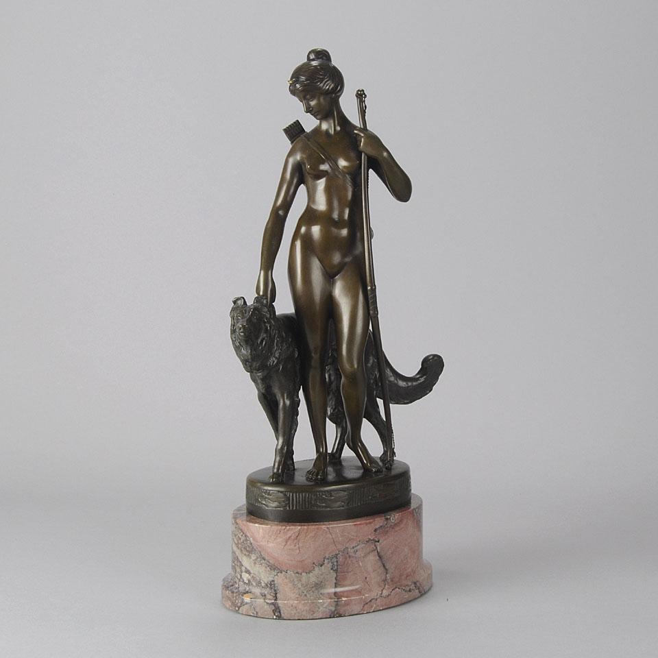 Early 20th Century Bronze Sculpture entitled "Diana The Huntress" By A Muller-Crefeld