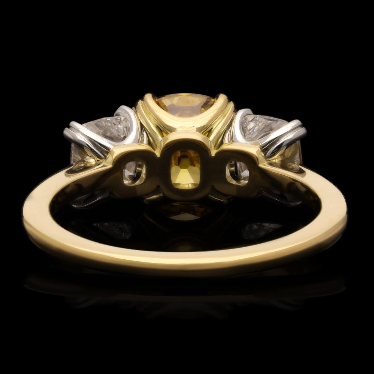 Hancocks 1.42ct Fancy Deep Orangey-Yellow Diamond Ring With Diamond Shoulders