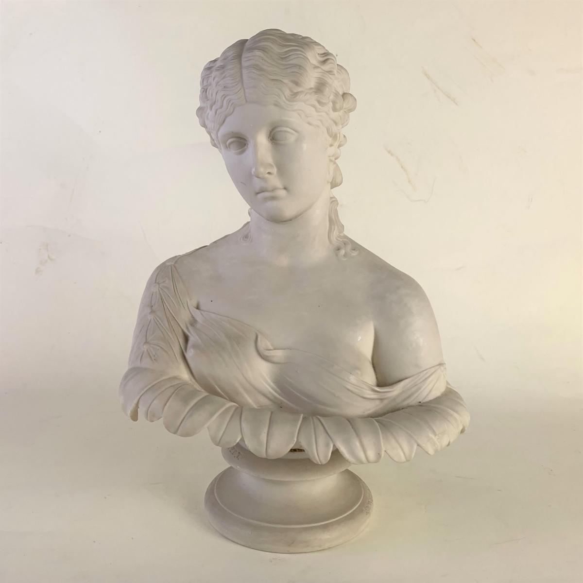 Parian Ware Bust Titled Clytie, Sculpted by C. Delpech
