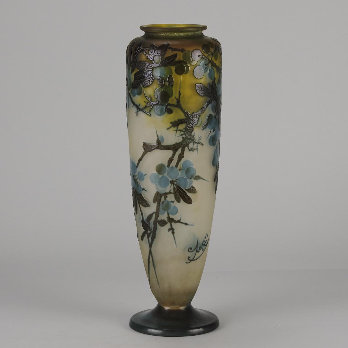 Early 20th Century Art Nouveau Vase entitled "Fruiting Sloe Berries" by Emile Gallé