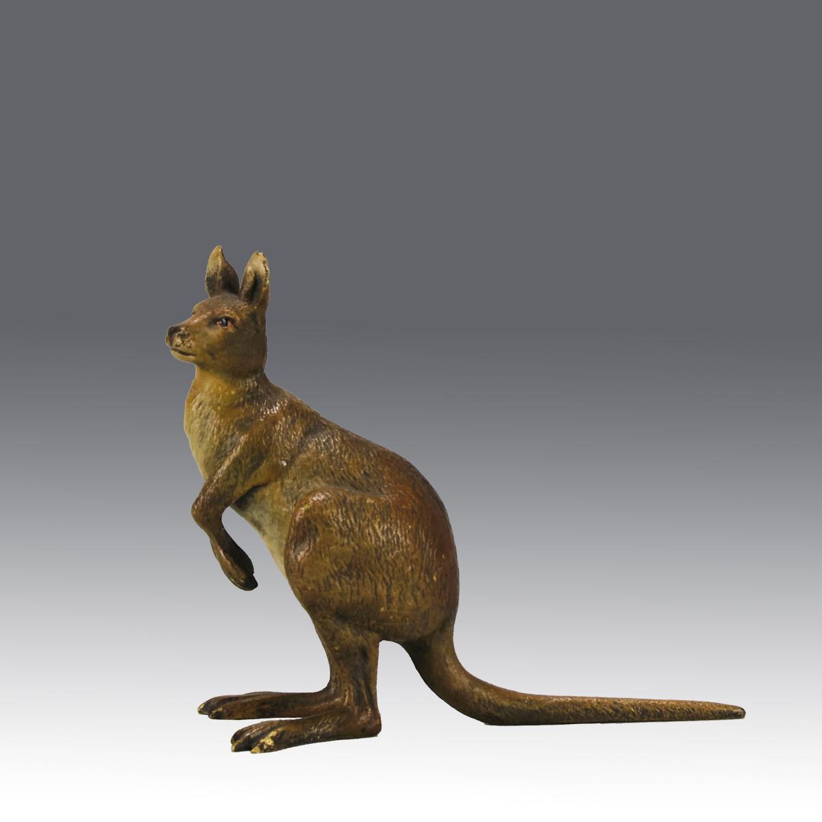 Classical Orientalist Cold-Painted Bronze entitled "Kangaroo" by Franz Bergman