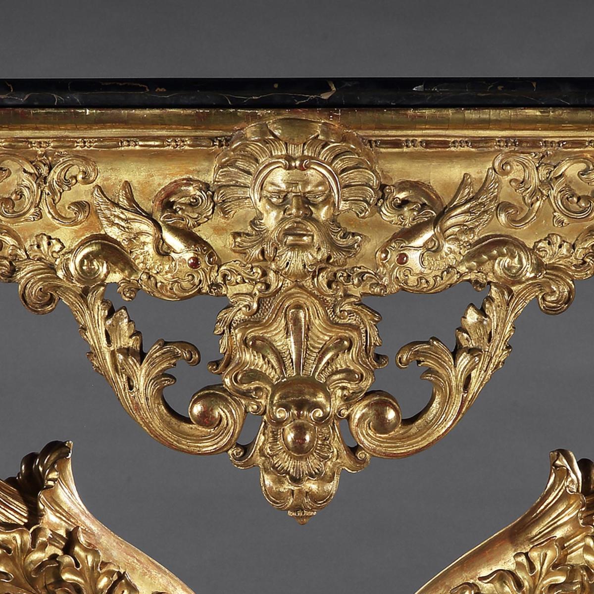 Early 19th Century Serpentine Marble Giltwood Console Table