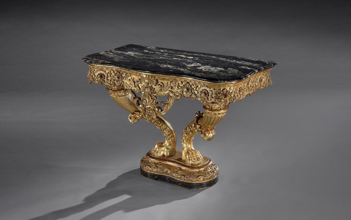 Early 19th Century Serpentine Marble Giltwood Console Table