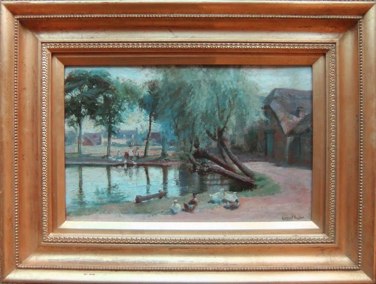 William Gilbert Foster oil painting on canvas Staithes Group Norfolk picture