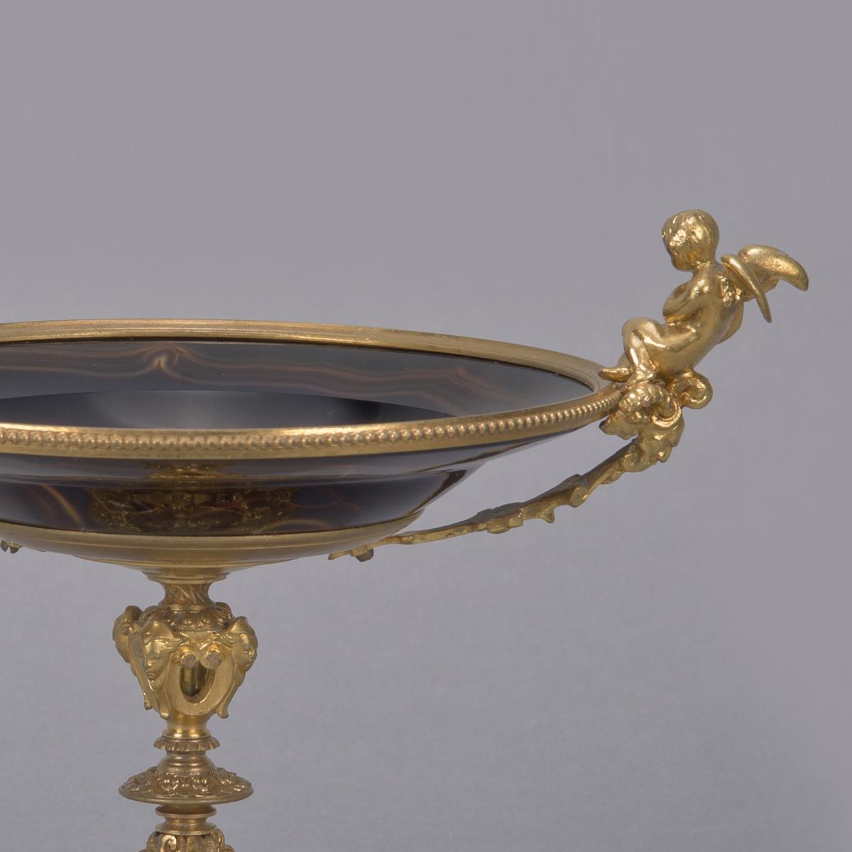 Napoleon III Gilt-Bronze and Agate Glass Tazza