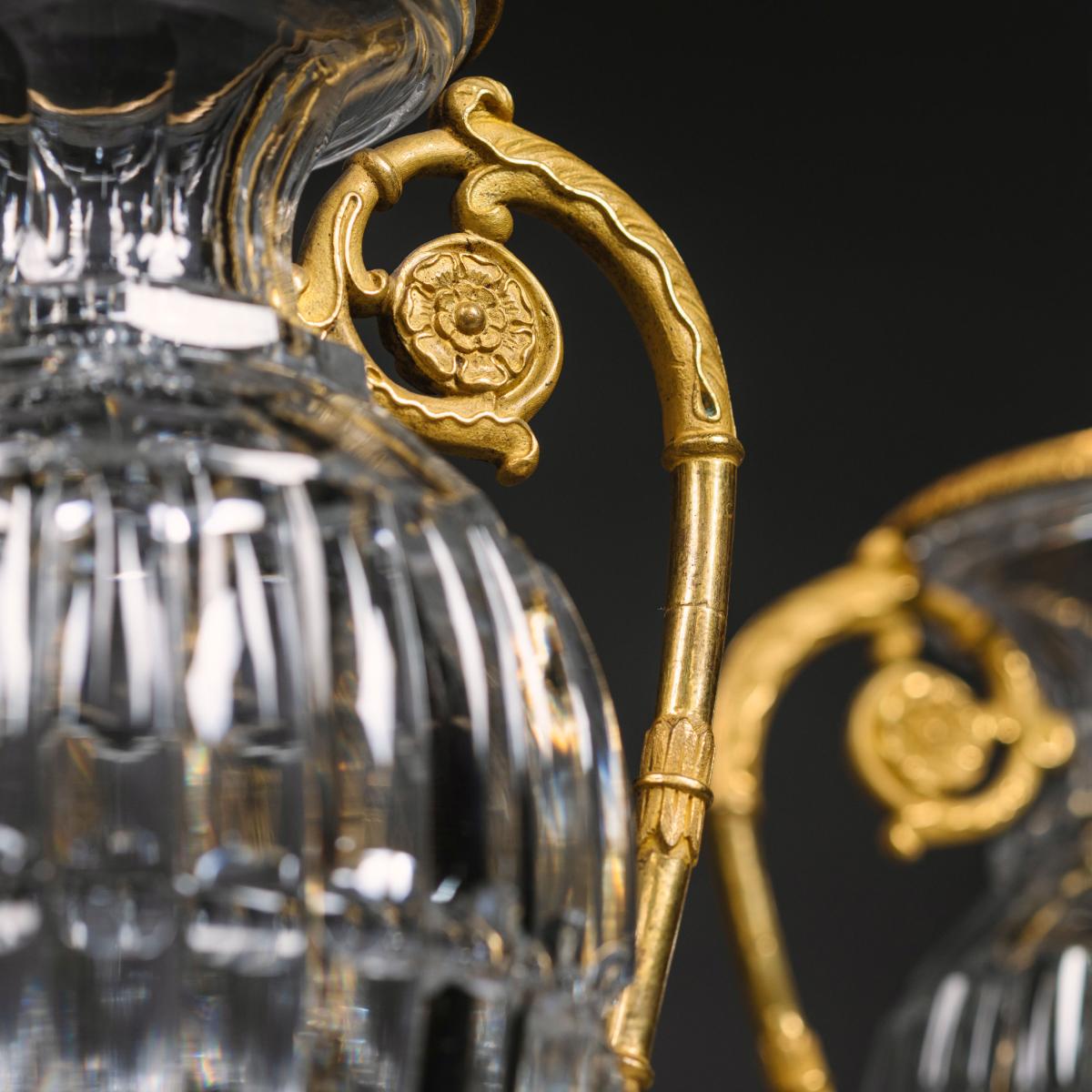 Charles X Gilt-Bronze Mounted Cut Crystal Glass Vases