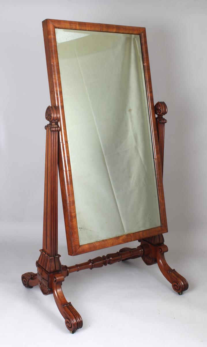 William IV mahogany cheval mirror