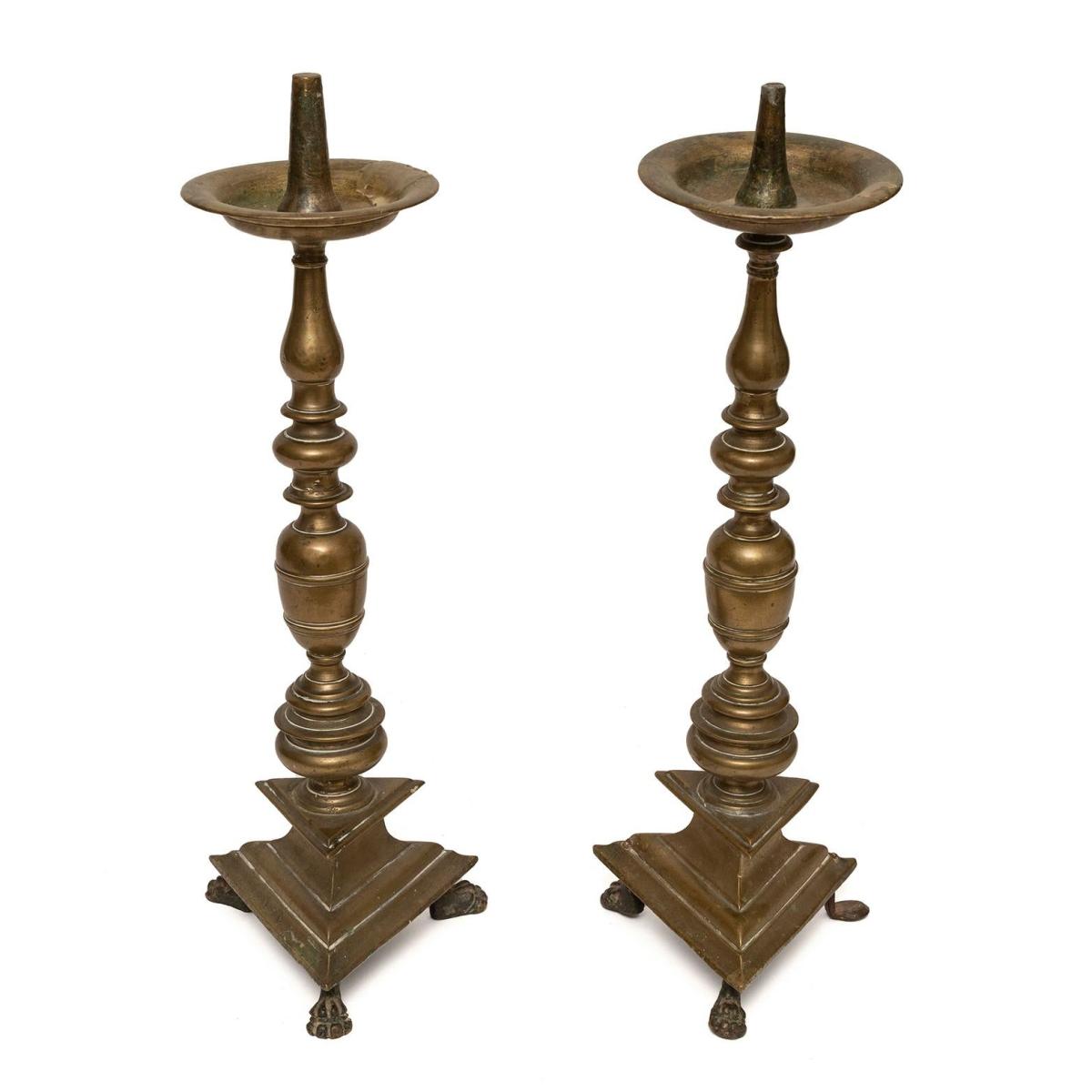 Late 17th Century Flemish Brass Candlesticks