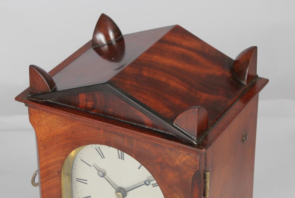 George IV period mahogany mantel / library clock
