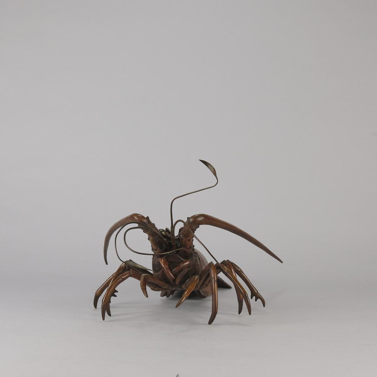 Early 20th Century Japanese Bronze Okimono "Lobster"