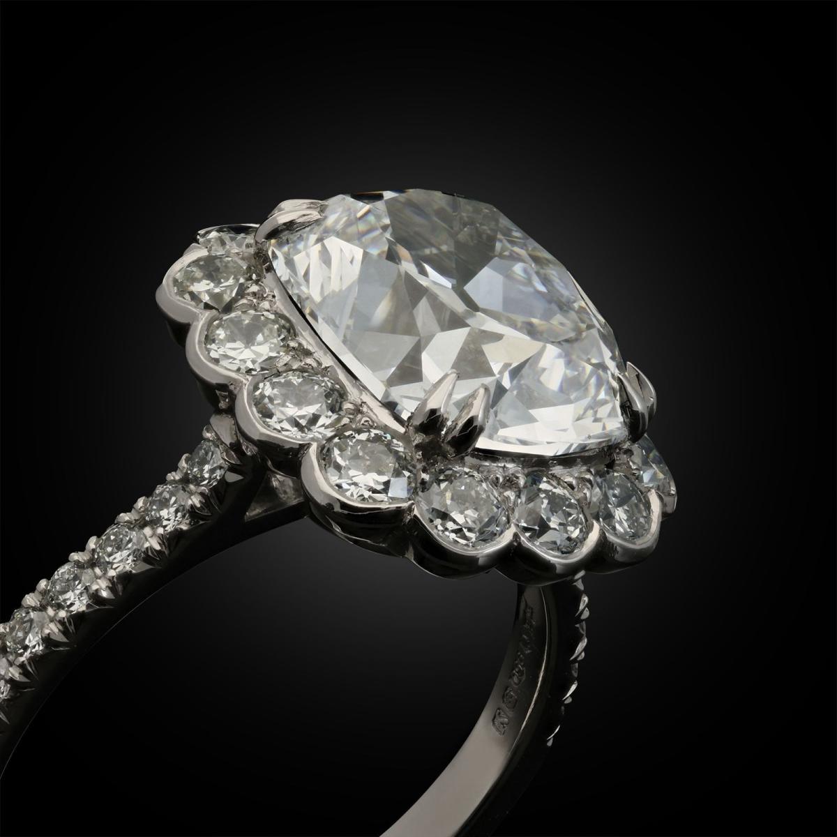 classic old cut diamond cluster ring by Hancocks