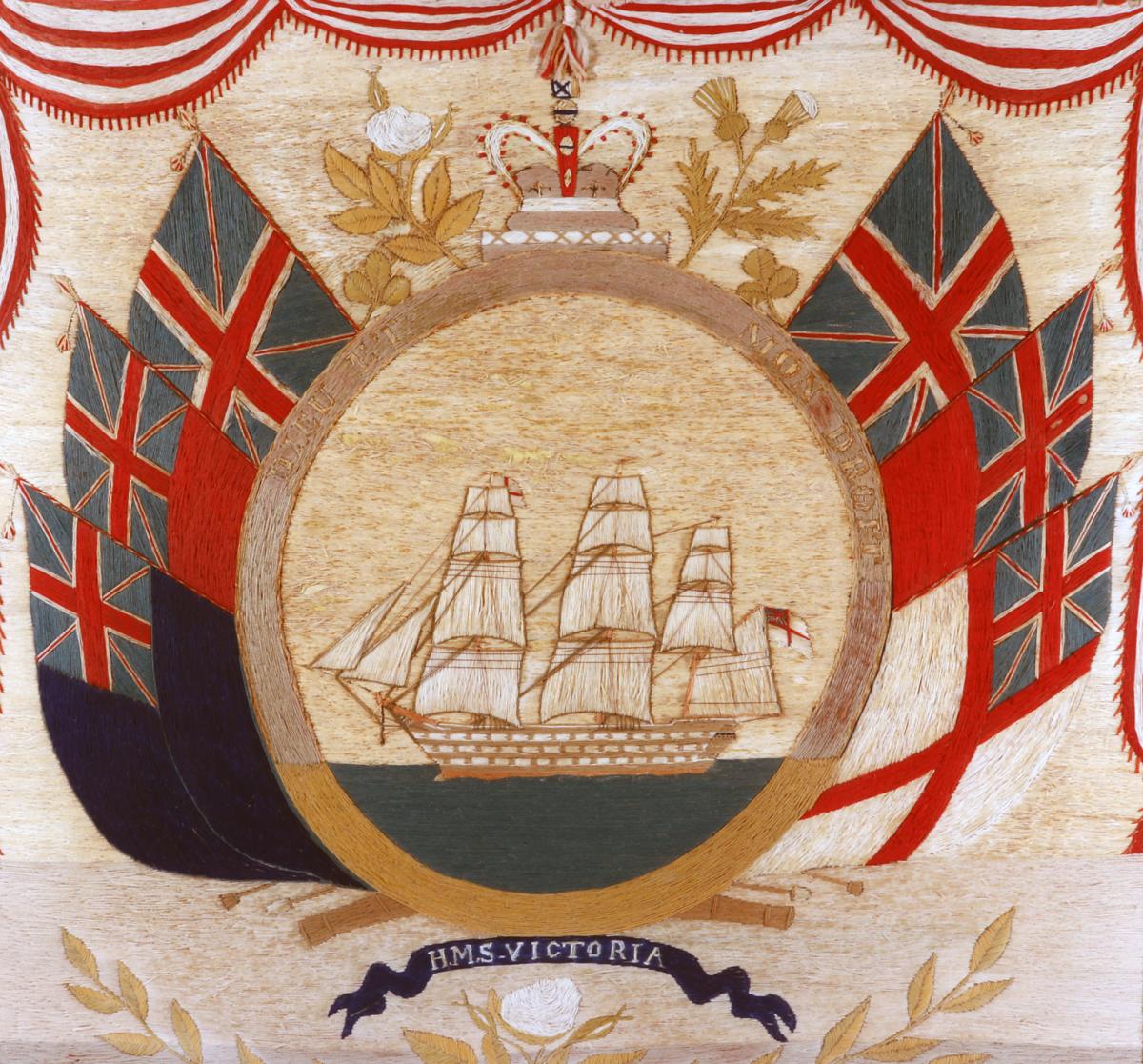 British Sailor's Flag of Nations Woolwork of HMS Victoria, Circa 1875