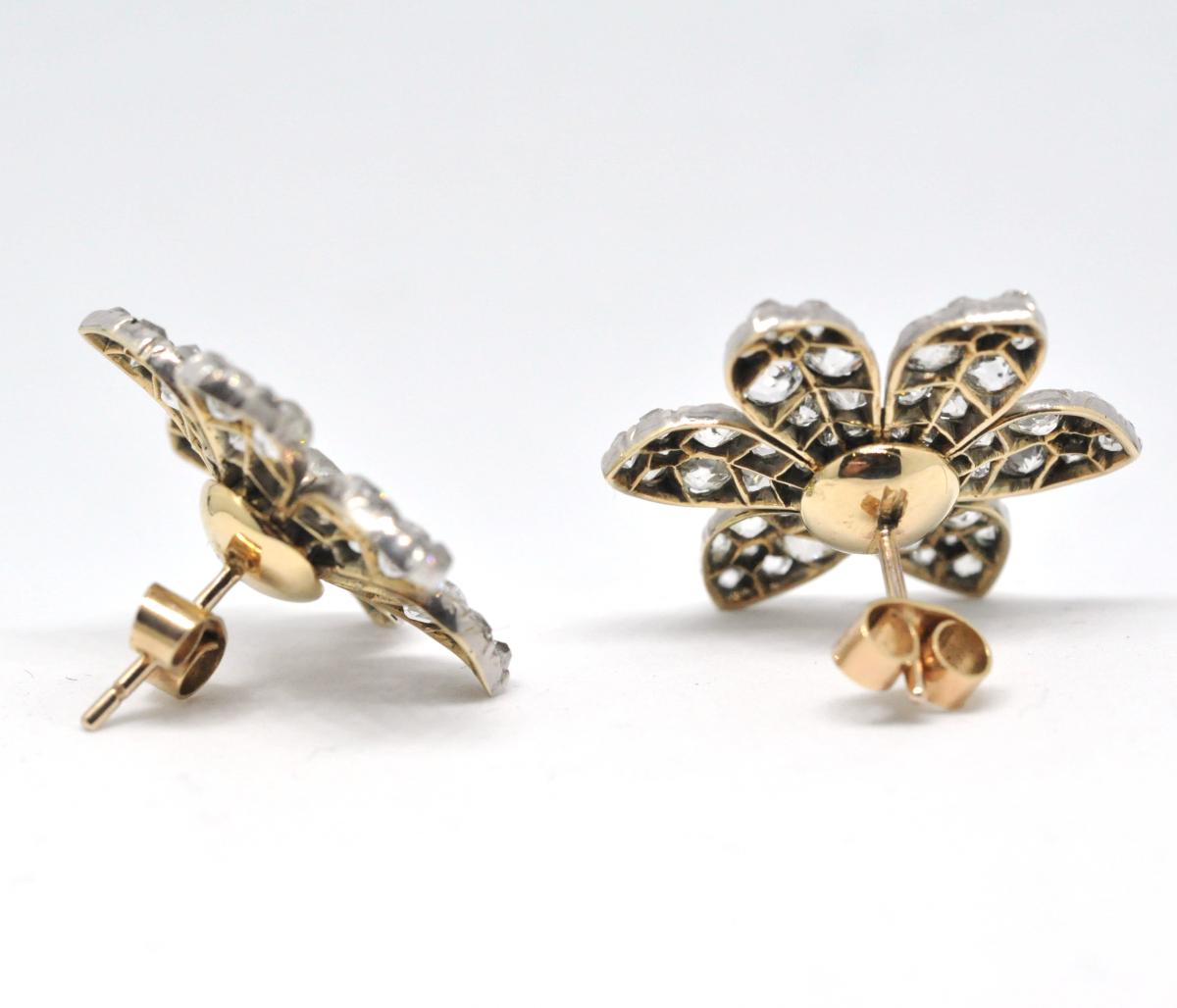 Georgian diamond flower earrings