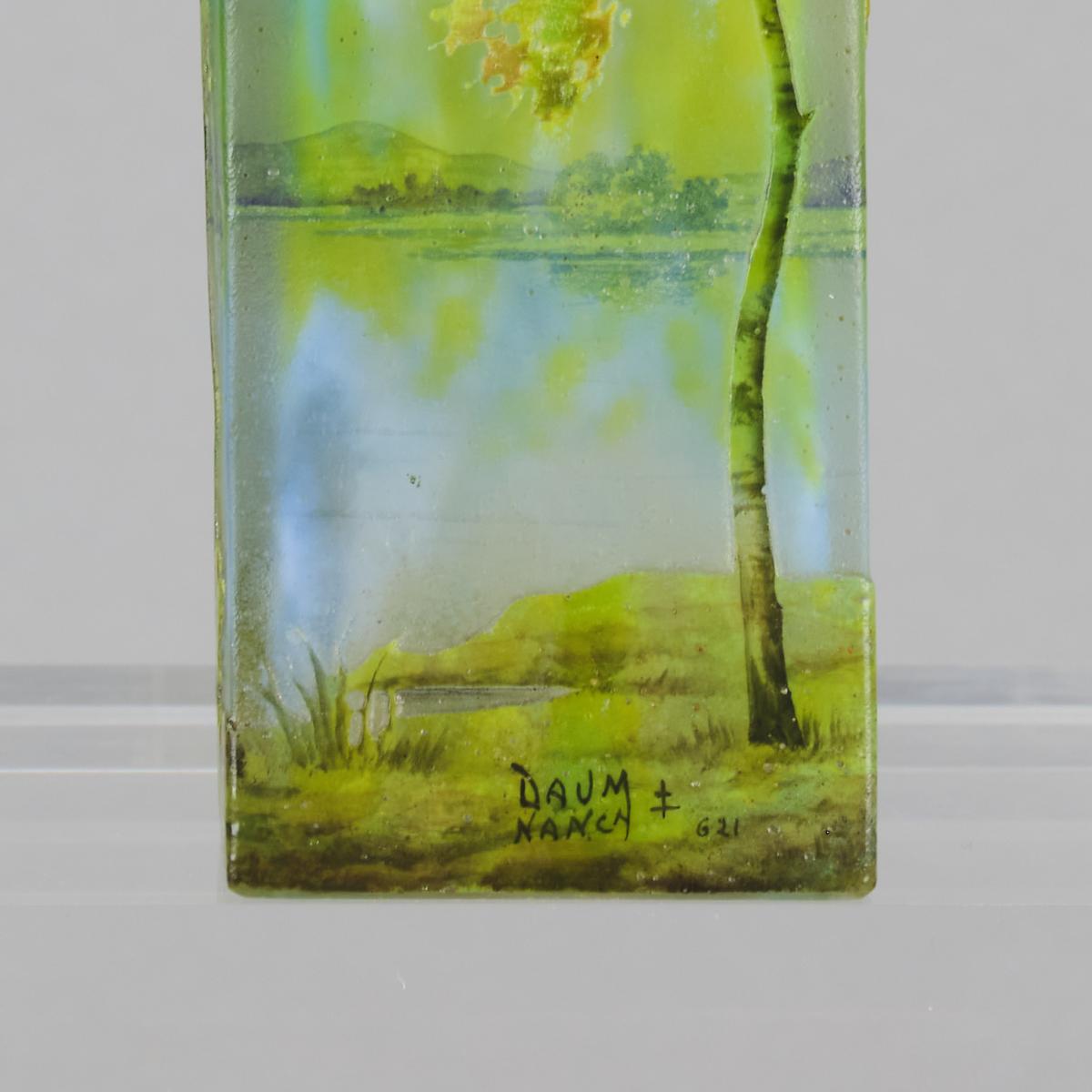 Early 20th Century Art Nouveau Etched Vase entitled Summer Scene by Daum Frères