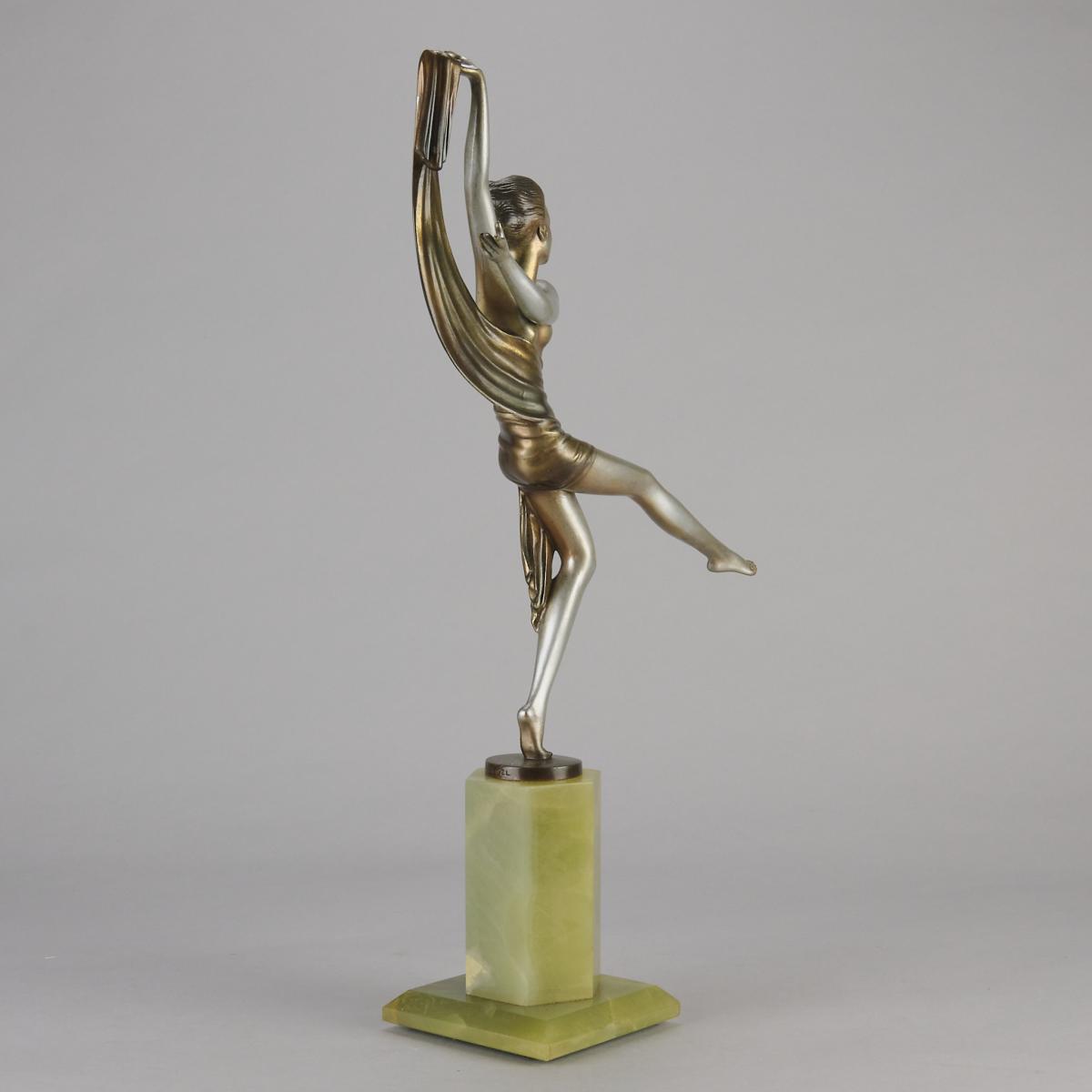 Early 20th Century Cold-Painted Art Deco Bronze entitled "Charlotte" by Lorenzl