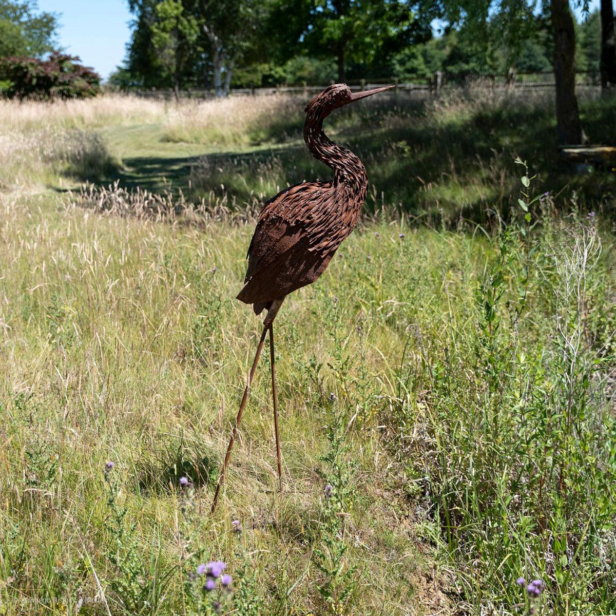 Wrought Iron Crane Sculpture