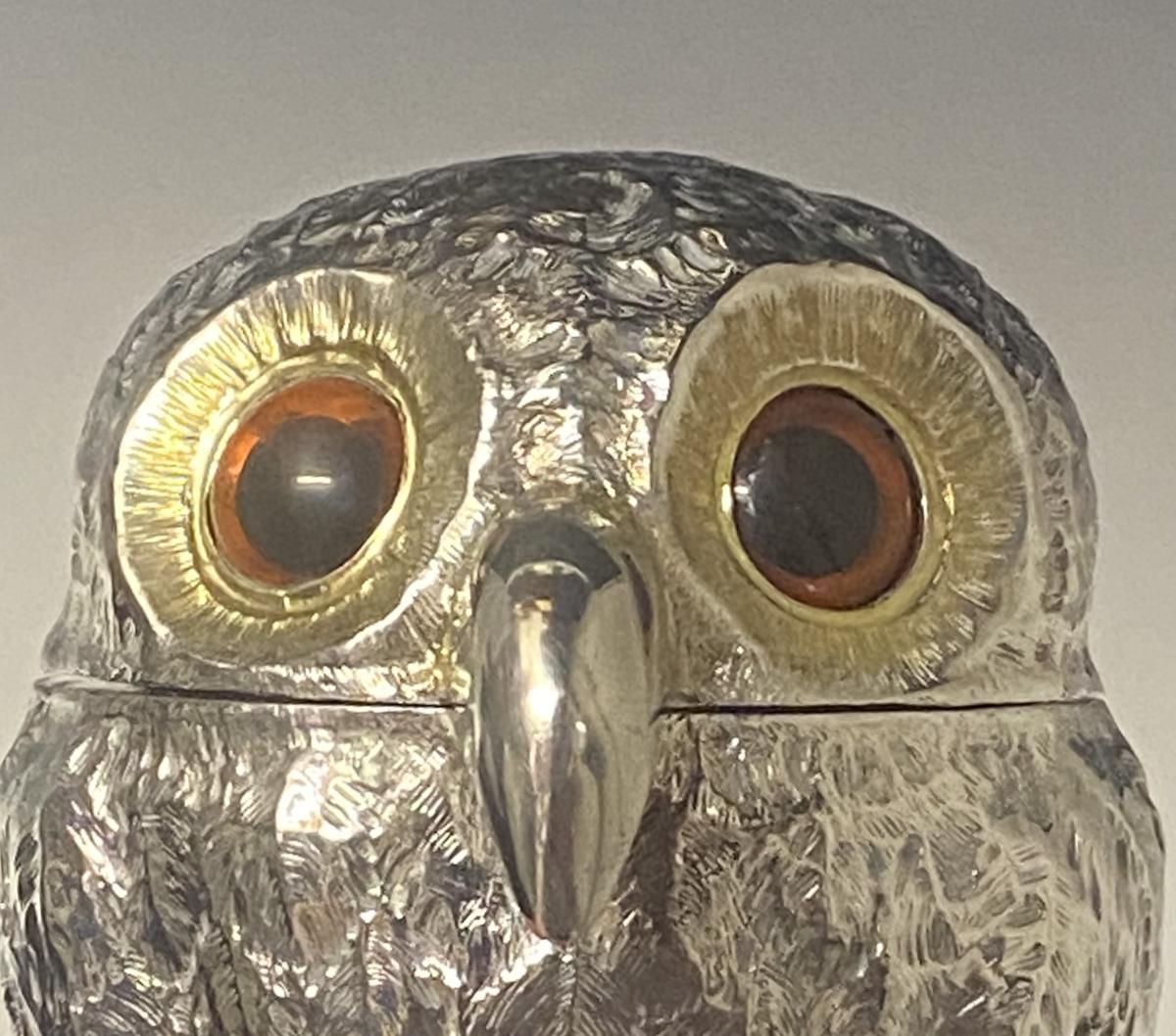 Victorian silver owl mustard Charles and George Fox 1846