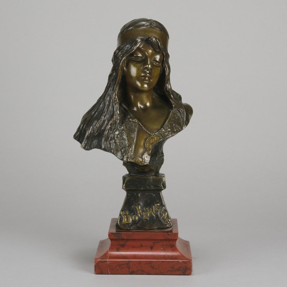 19th Century Art Nouveau Bronze Bust entitled "Bohémienne" by Emmanuel Villanis