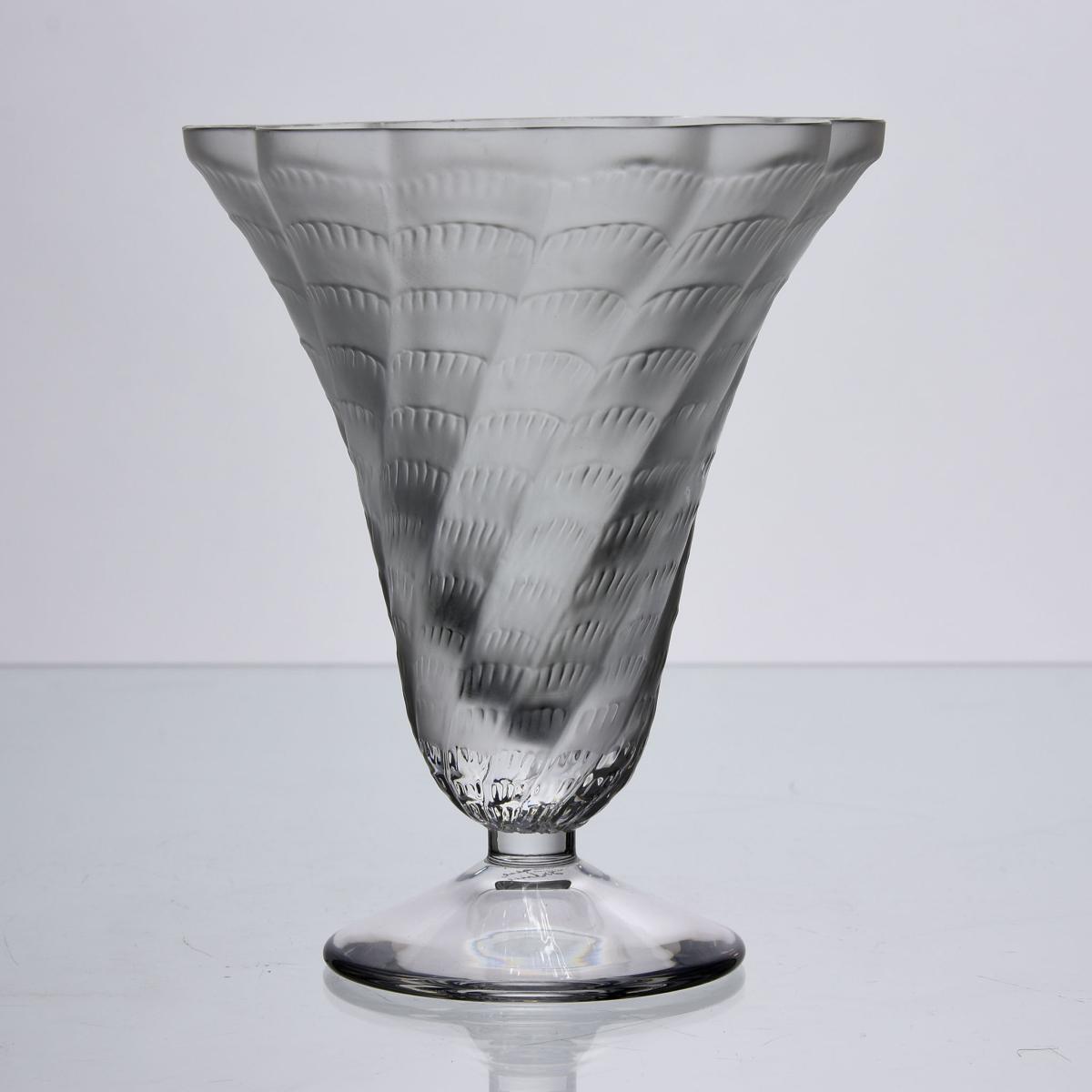 20th Century Frosted Glass Vase entitled "Cornet Vase" by Marc Lalique