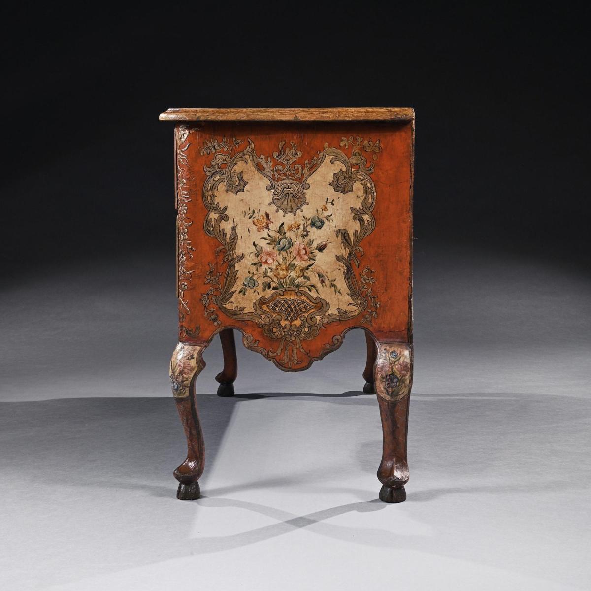 18th Century Sicilian Polychrome Painted Parcel Gilt Commode