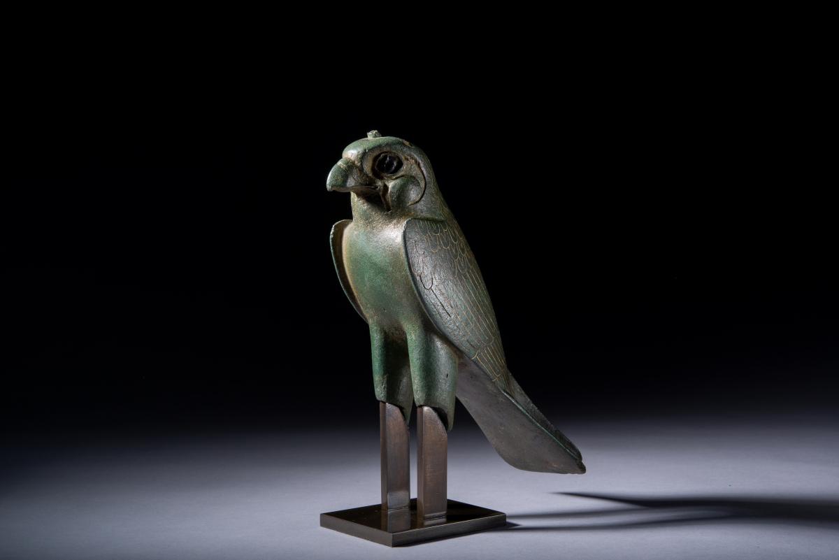 Egyptian bronze Horus falcon