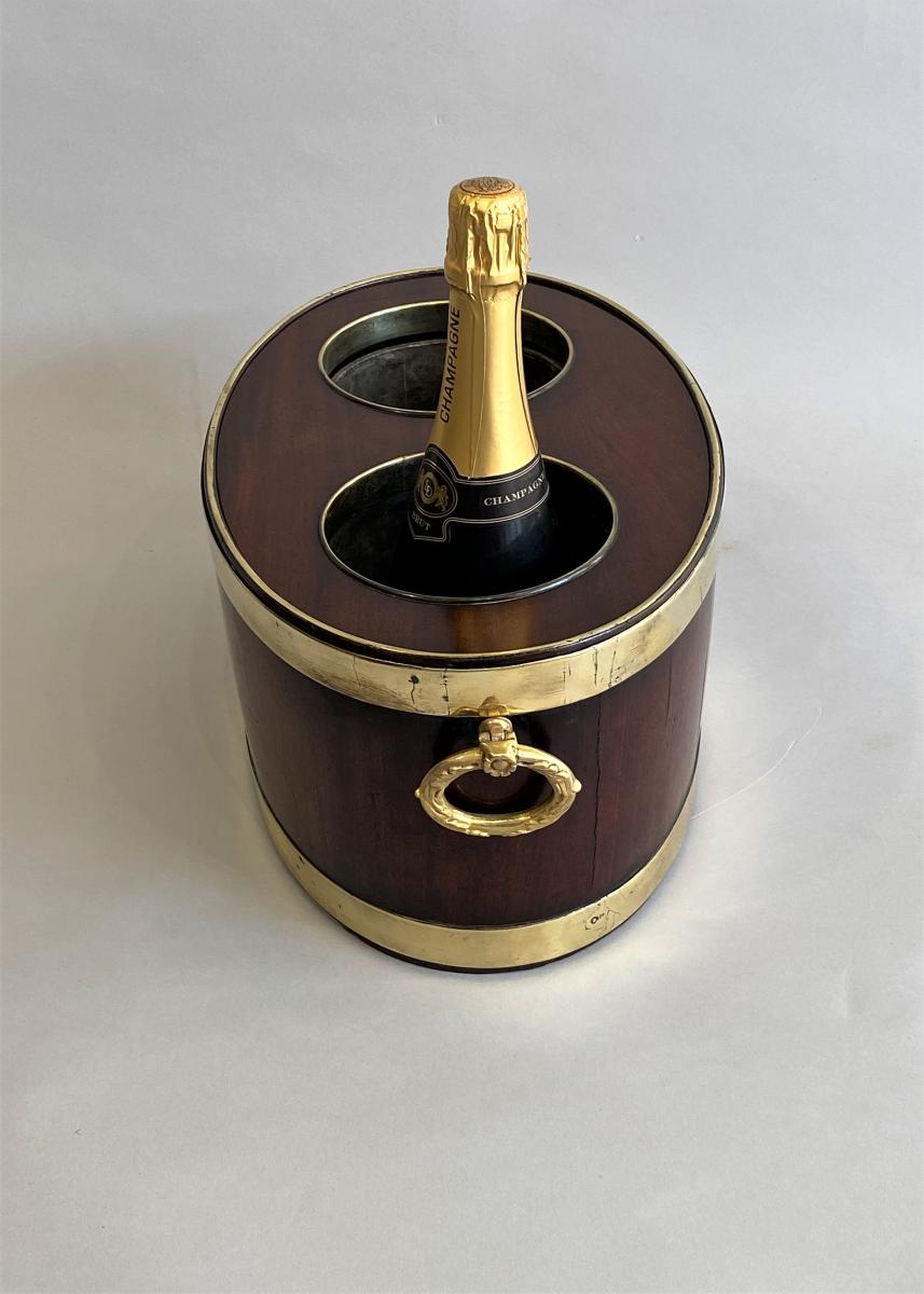 A Rare Mahogany and Brass Bound Double Table Wine Cooler, George III Circa 1780