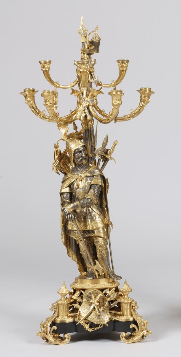 Napoleon III Silvered and Gilt Bronze Candelabra