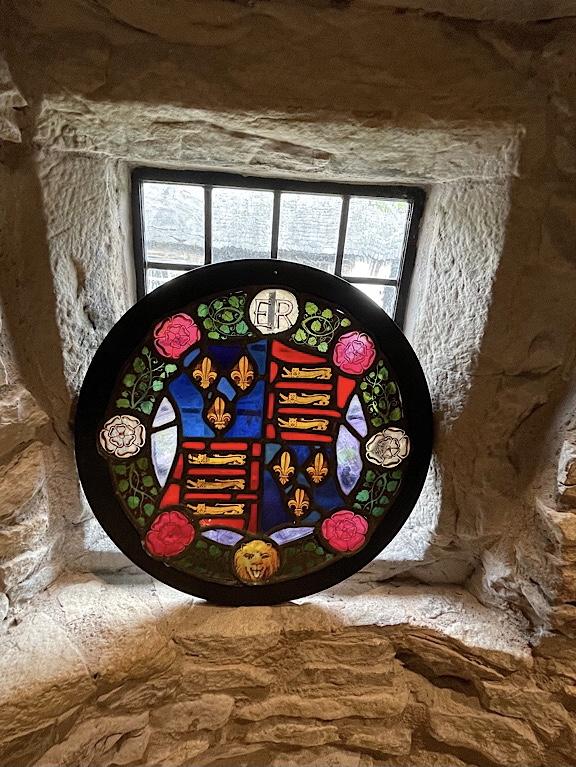 Rare Elizabethan Stained Glass Circular Window Panel