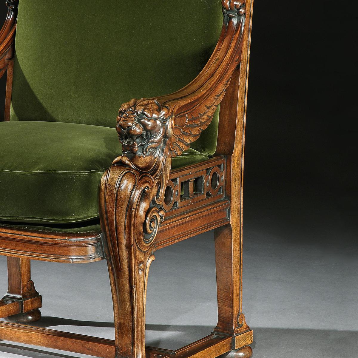 Rare 19th Century Lion Monopodia Armchair After Thomas Hope
