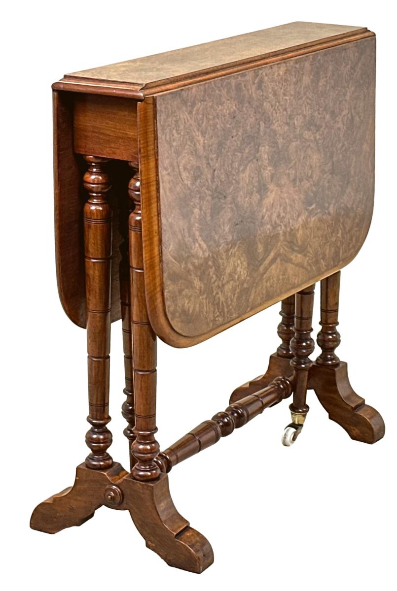 19th Century Burr Walnut Baby Sutherland Table