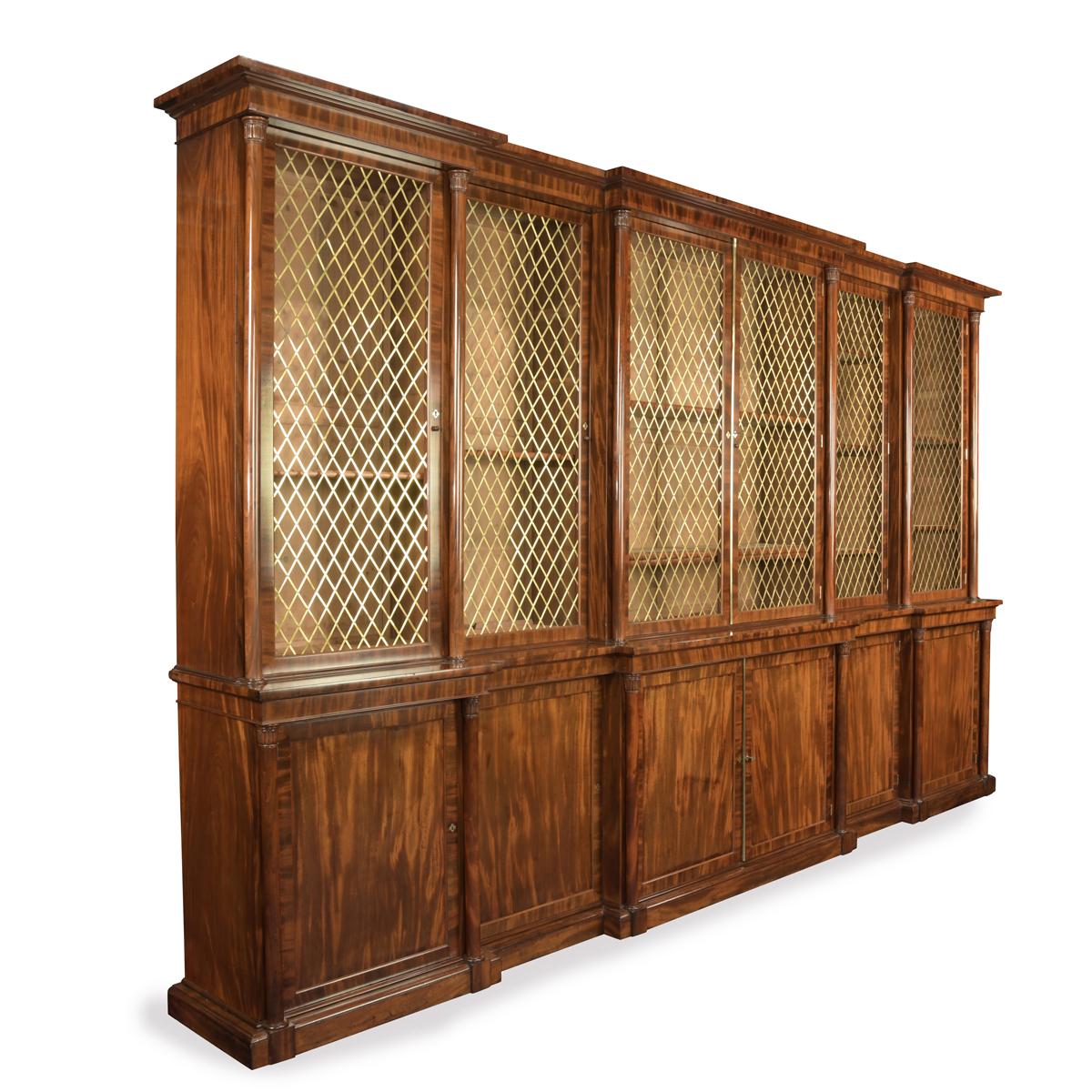 late Regency six door mahogany bookcase