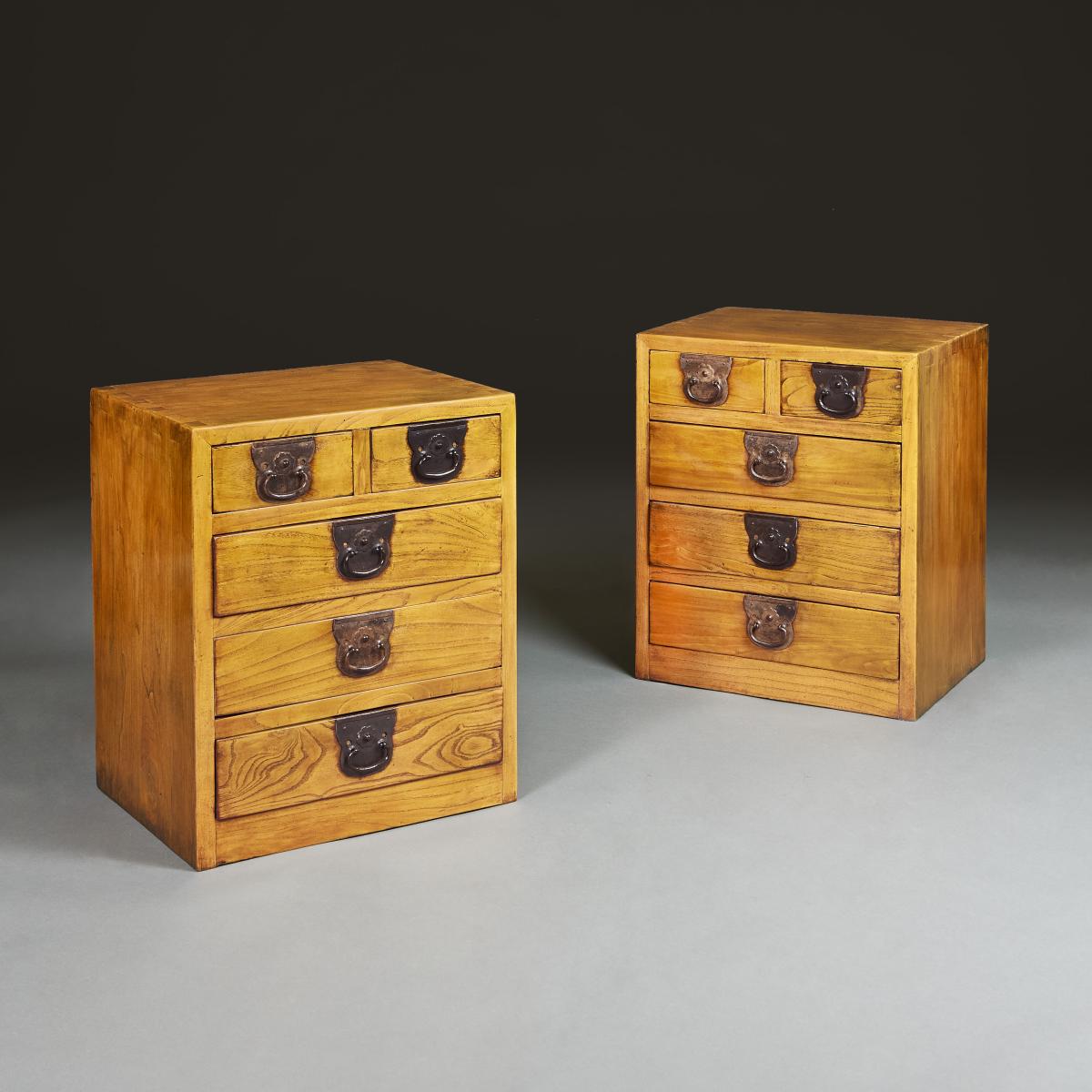 A Pair Of 19th Century Tansu Bedside Cabinets