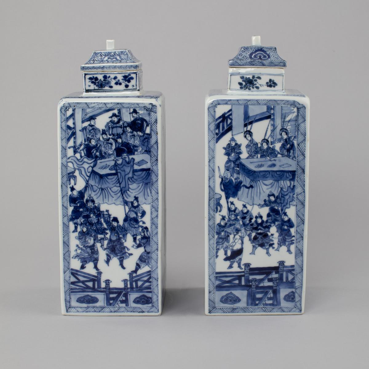 Chinese porcelain blue and white square flasks